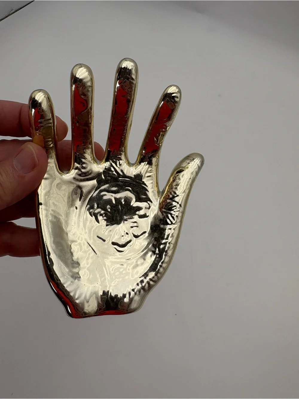 Decorative Ceramic Hand Trinket/Ring Dish - Shiny Gold